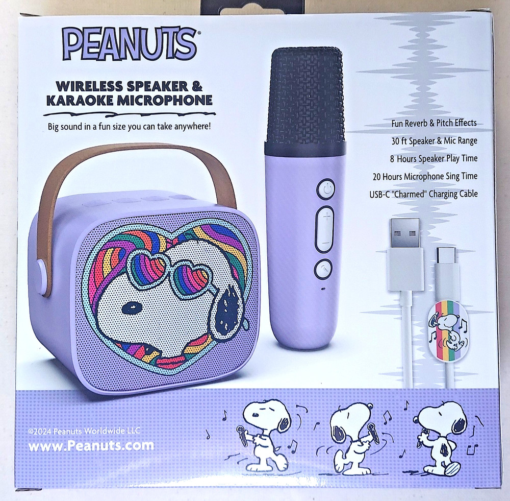 Peanuts Snoopy Wireless Speaker & Karaoke Microphone Set NEW never opened