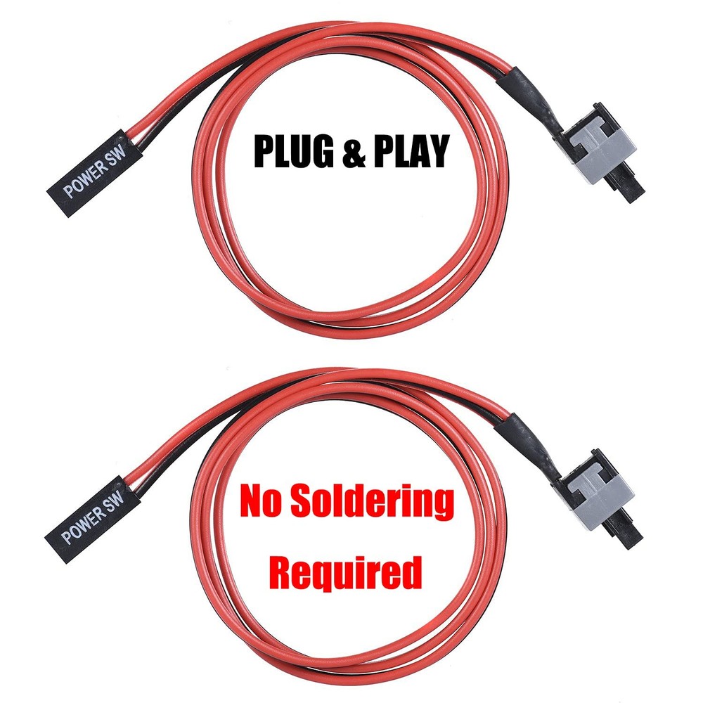 3 Pack 2 Pin SW PC Desktop Power Cable On/Off Push Button ATX Computer Switch...