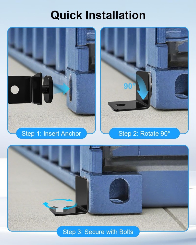 4 Pack Shipping Container Anchors, Full Bevel Triangular Design, Heavy Duty S...