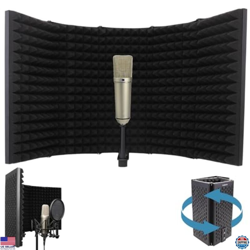 Pyle Studio Microphone Isolation Kit with 5 Adjustable Acoustic Panels & Mount
