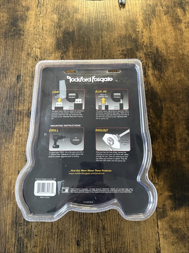 Rockford Fosgate Universal Panel Mount Input Port for USB and Aux Inputs