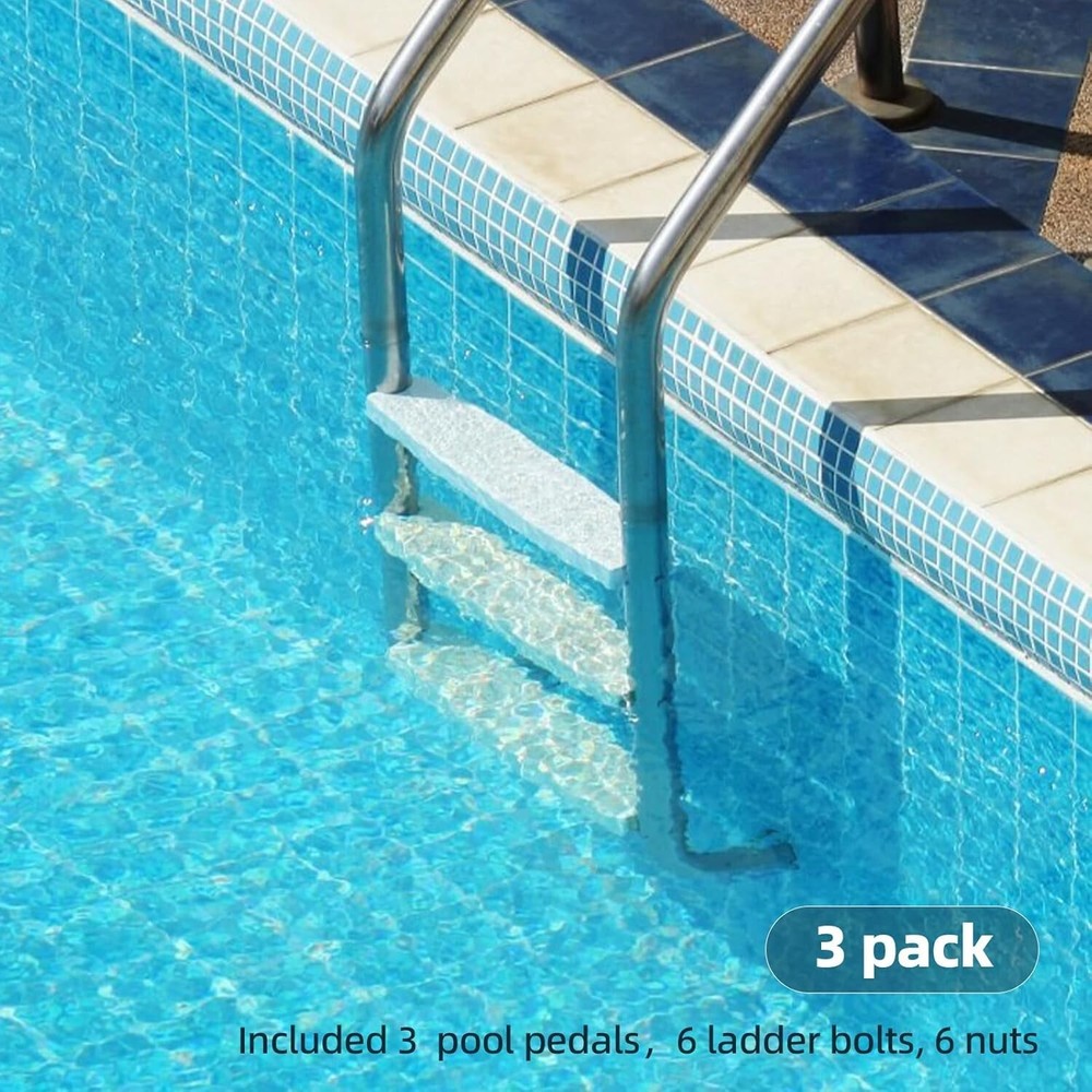 18" Universal Pool Ladder Steps Replacement Heavy-Duty Plastic White 3 Pack