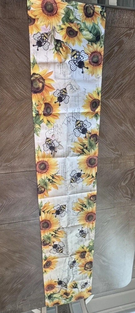 Sunflower Bee Table Runner 72x13 Farmhouse Rustic Spring Summer Decor