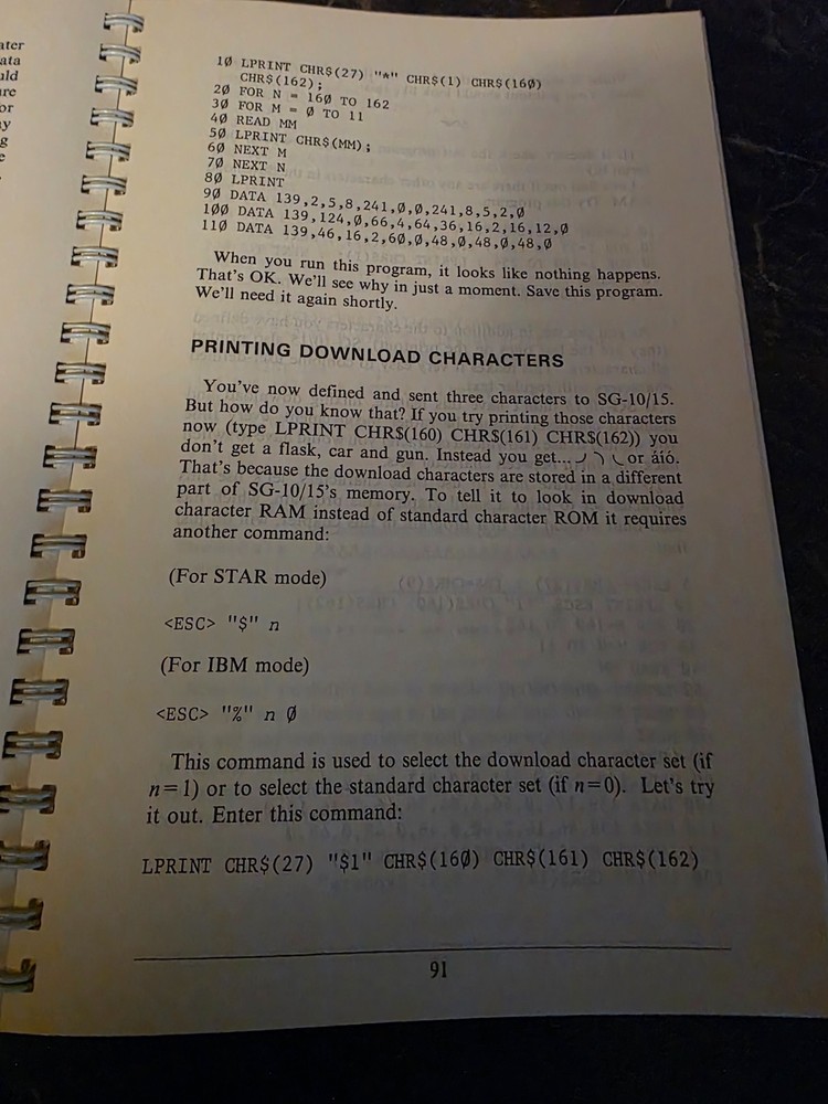 Vintage Star Micronics SG-10/15 Dot Matrix Printer Users Manual Book 1984