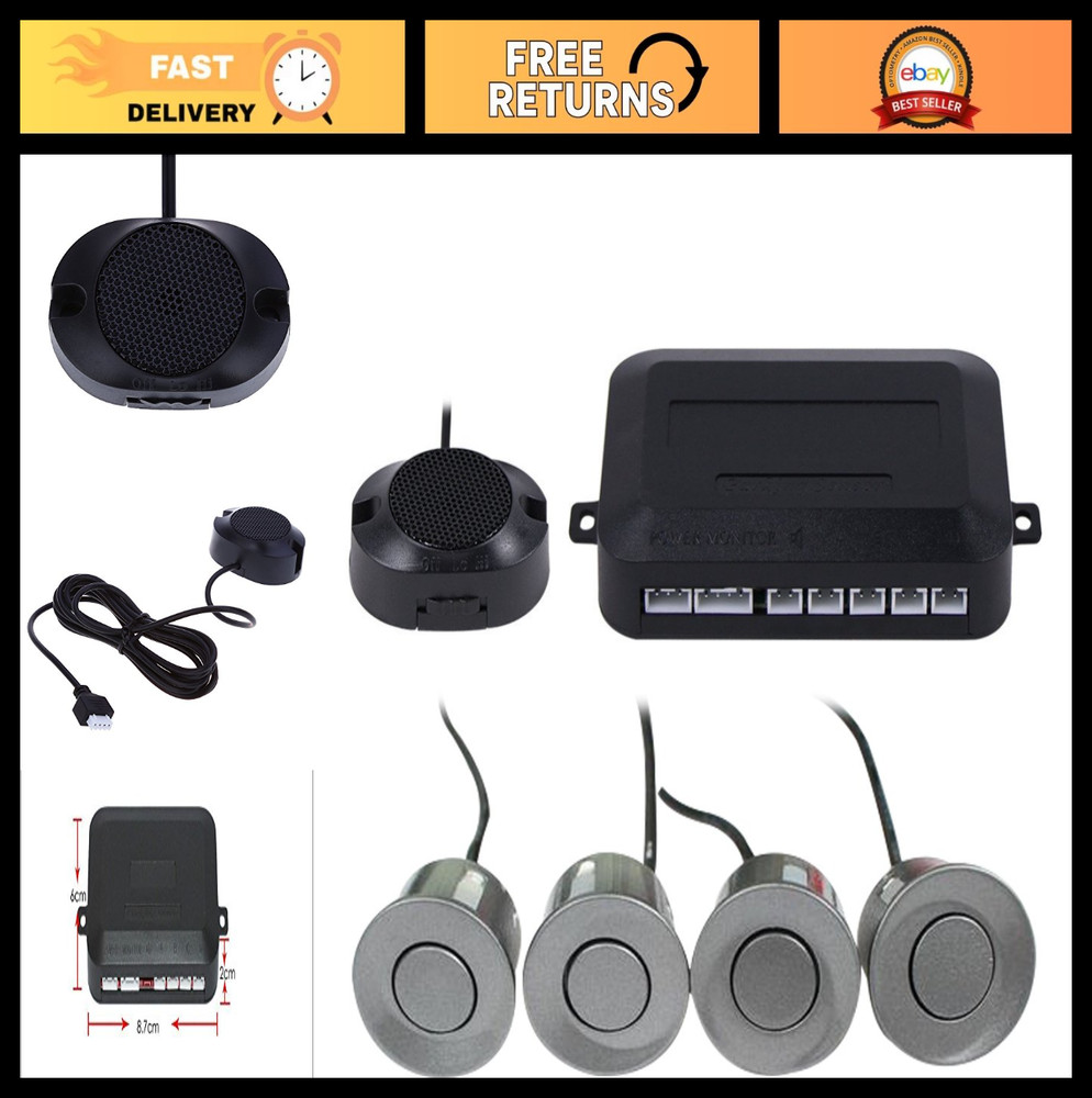 Car Reverse Backup Parking Sensor System - Waterproof Radar, Buzzer, 30-150CM De