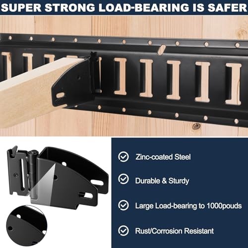4 Pack E-Track Swivel Wood Beam End Socket, Shelf Brackets for 2x4 & 2x6