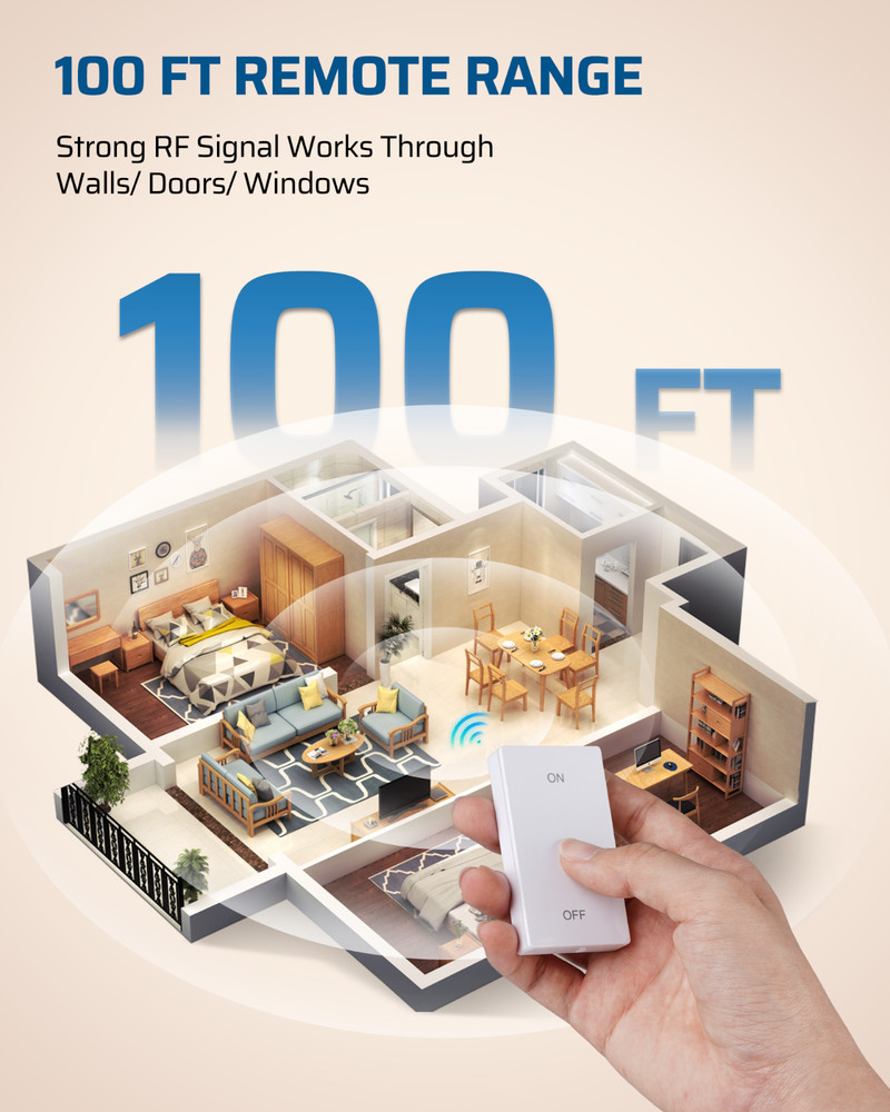 Wireless Light Switch Remote Control for Pull Chain Lamps No Wiring Needed