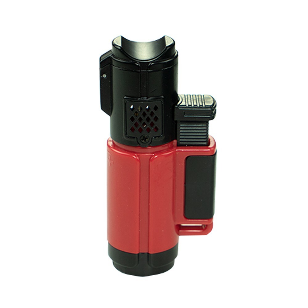 4 PACK Triple Jet Torch Lighter Adjustable Flame W/ Cigar Puncher Cap Hold Solid