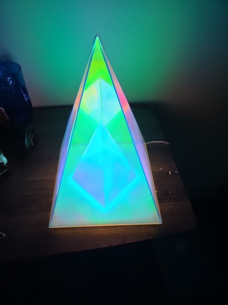 Creative Pyramid Table Lamp USB Powered Geometric Ambient Light Blue Acrylic