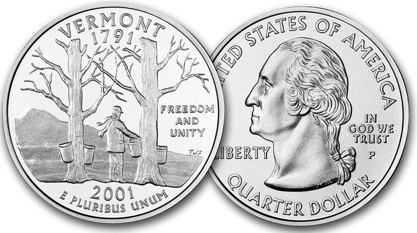 2001 P Vermont State Quarter Uncirculated