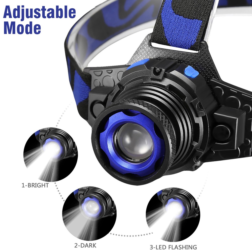 Tactical Headlight Rechargeable LED Headlamp+Batt+Charger