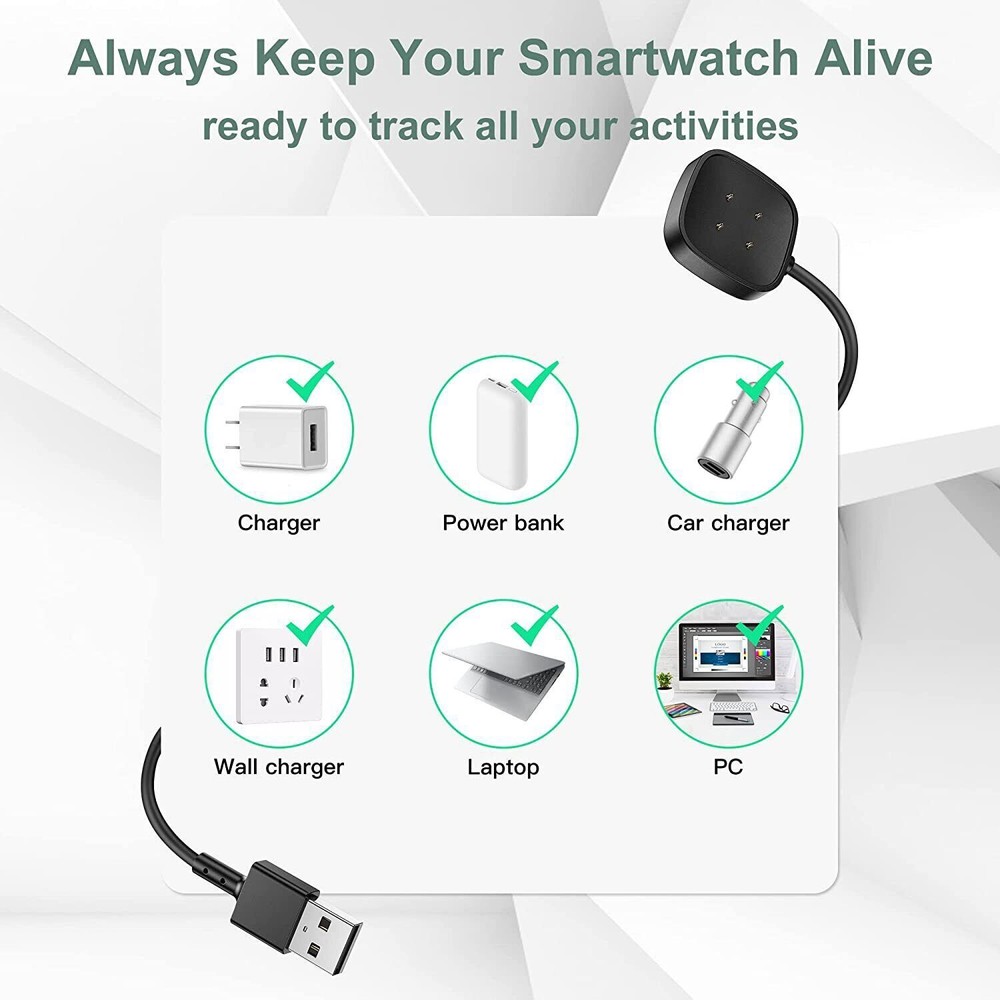 2Pcs Wireless Charger For Fitbit Sense 2 Versa 4 3 USB Charging Dock Fast Cable