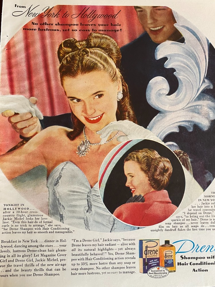 Drene Shampoo, Full Page Vintage Print Ad, a