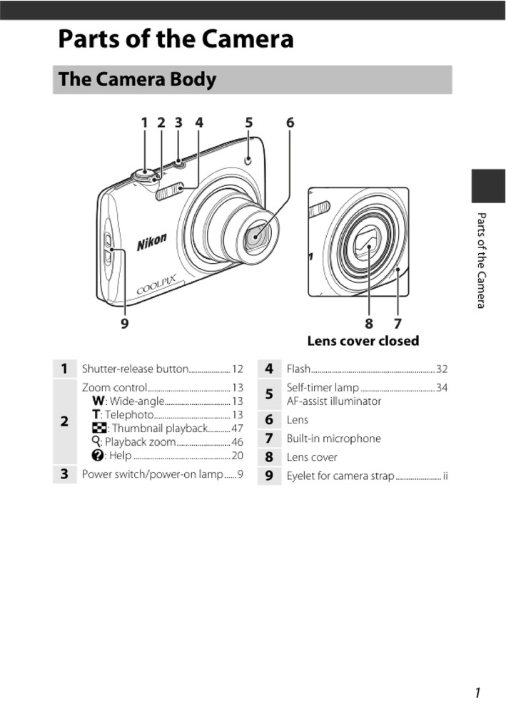 Nikon CoolPix A100 — User Reference Manual — 1/2 Size, 5.5" x 8.5" Small Compact