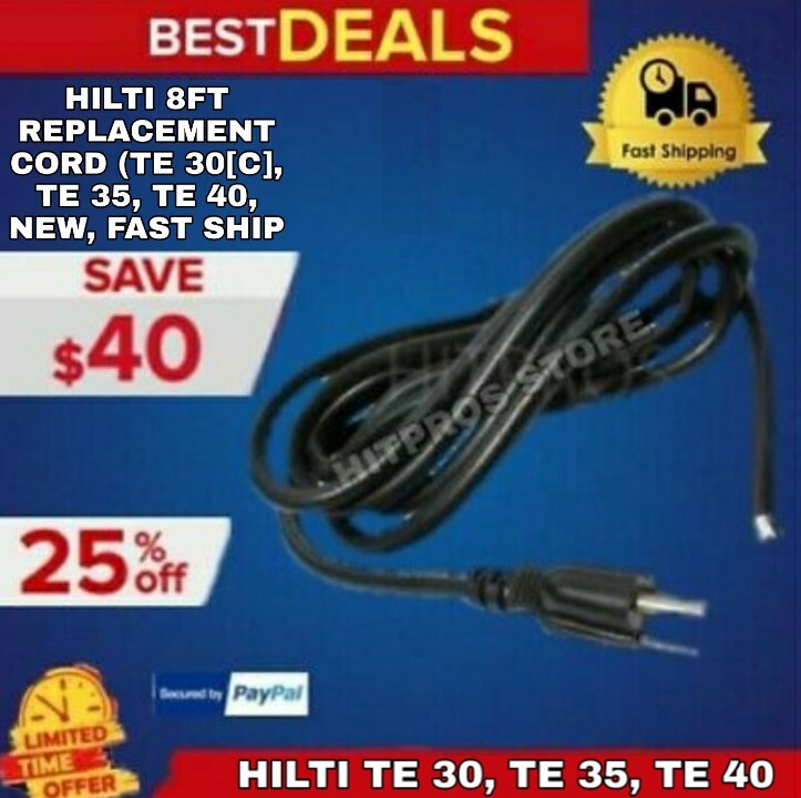 HILTI 8FT REPLACEMENT CORD (TE 30[C], TE 35, TE 40, NEW, FAST SHIP
