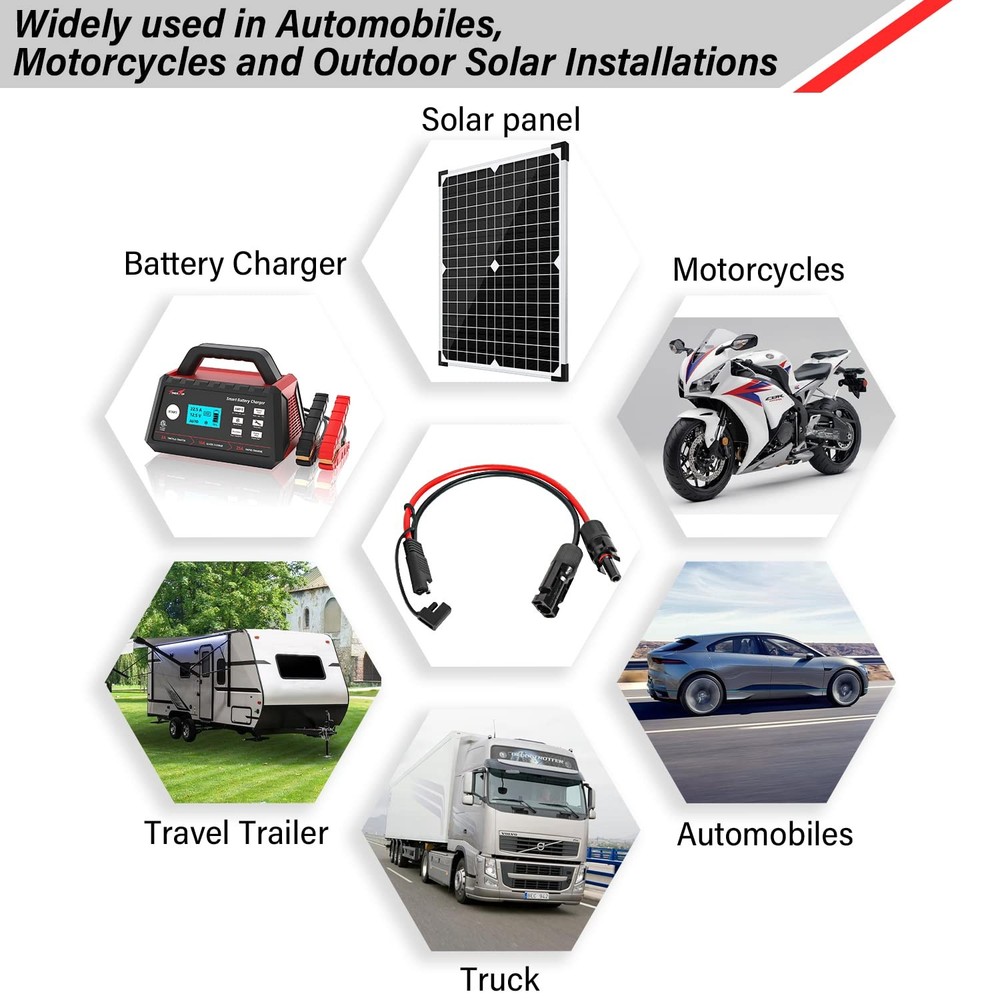 MOOKEERF Solar Panel to SAE Adapter Cable - 10FT 10AWG 10FT,