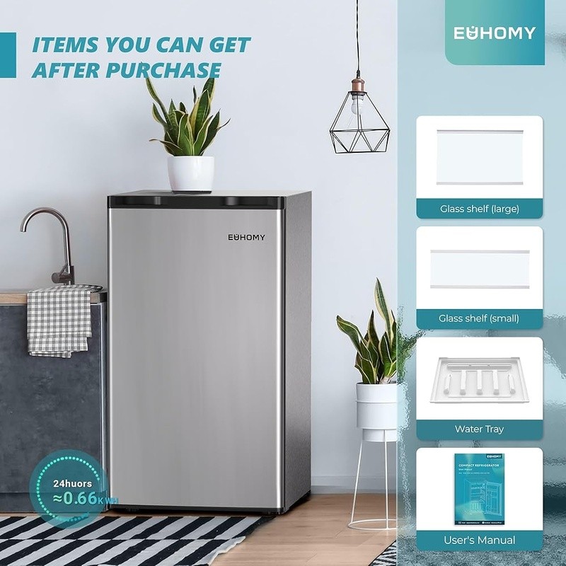 Energy Saving Compact Mini Fridge Quiet 3.2Cu Ft Micro Freezer Drip Tray New
