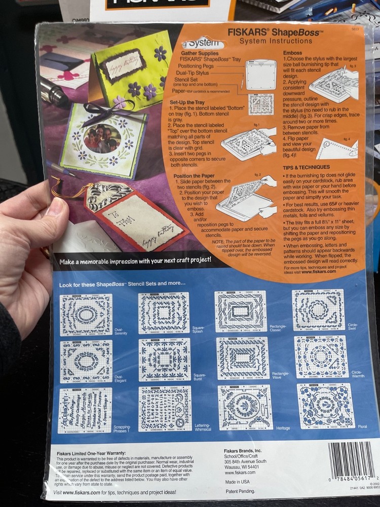 Fiskars ScrapBoss ShapeBoss Embossing System with Extra Stencils and Templates