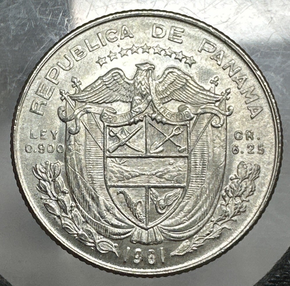 Panama:KM-25, 1/4 Balboa, 1961 * SILVER * BU *