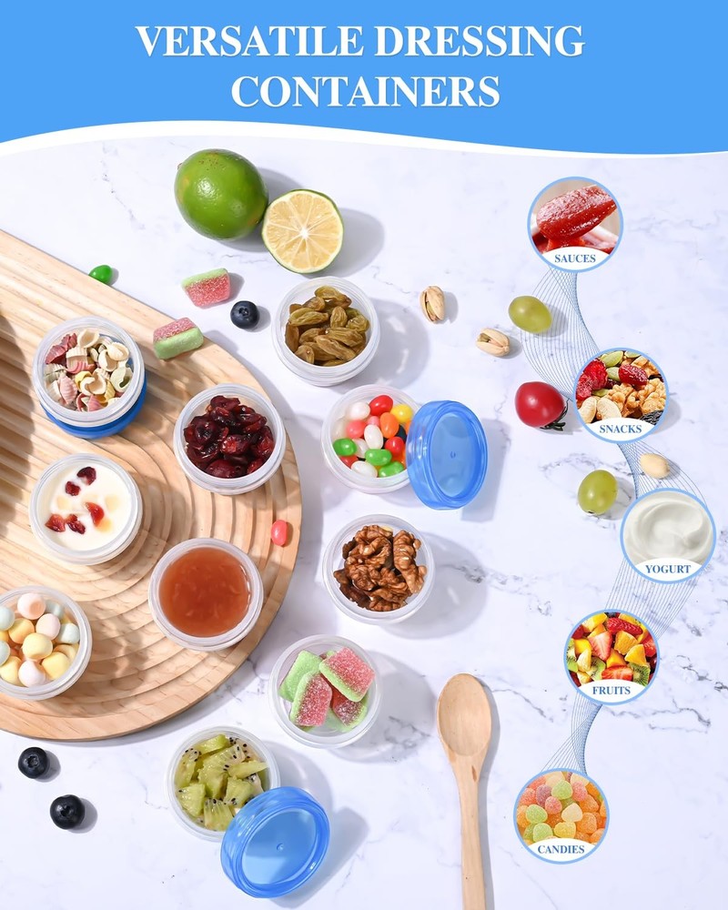 Salad Dressing Containers, [8 Pack*2 oz] Reusable Easy to Open Dressing, Blue