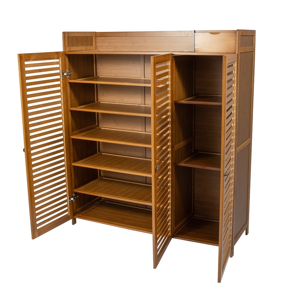 98*32*115cm Shoe Cabinet With Doors Floor Mount Rectangular Shoe Organizer