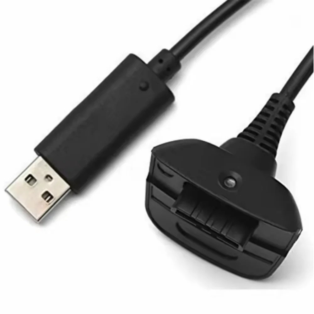 USB Charging Cable Replacement Charger For Xbox 360 Black Wireless Controller