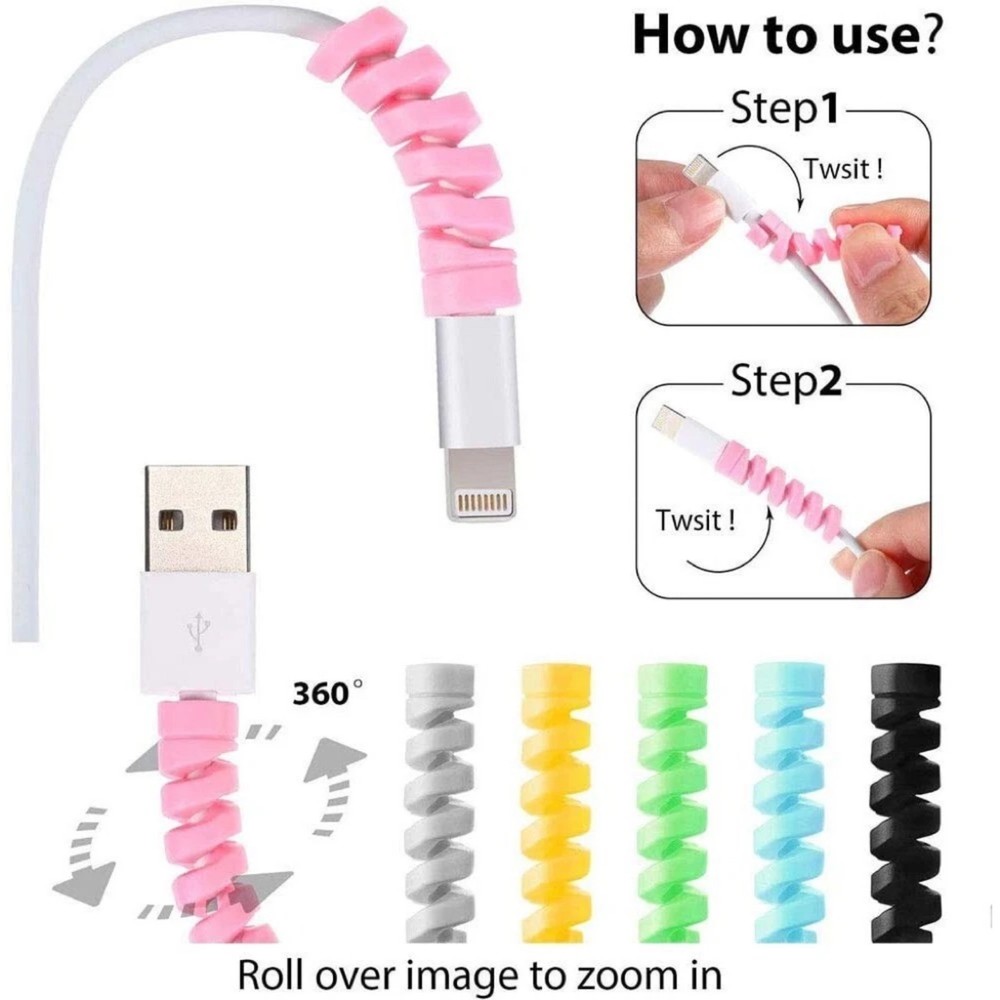 Universal Silicone Spiral USB Data Cable Headphone Protective Covers 10pcs