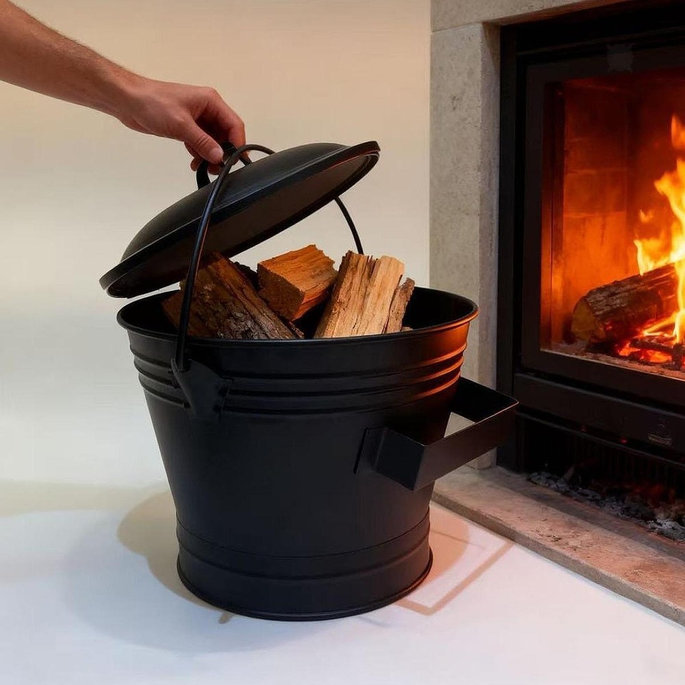 Ash Bucket Iron Multifunctional Efficient Sturdy for Fire Pits Indoor Hearth