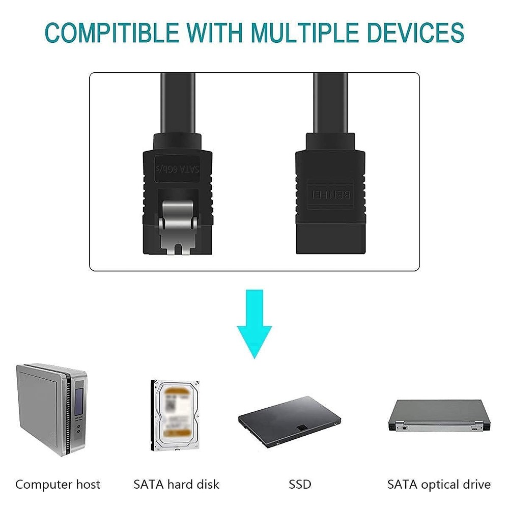 SATA III Cable Bundle, 6Gbps Speed, 18 Inch with Secure Connection Feature