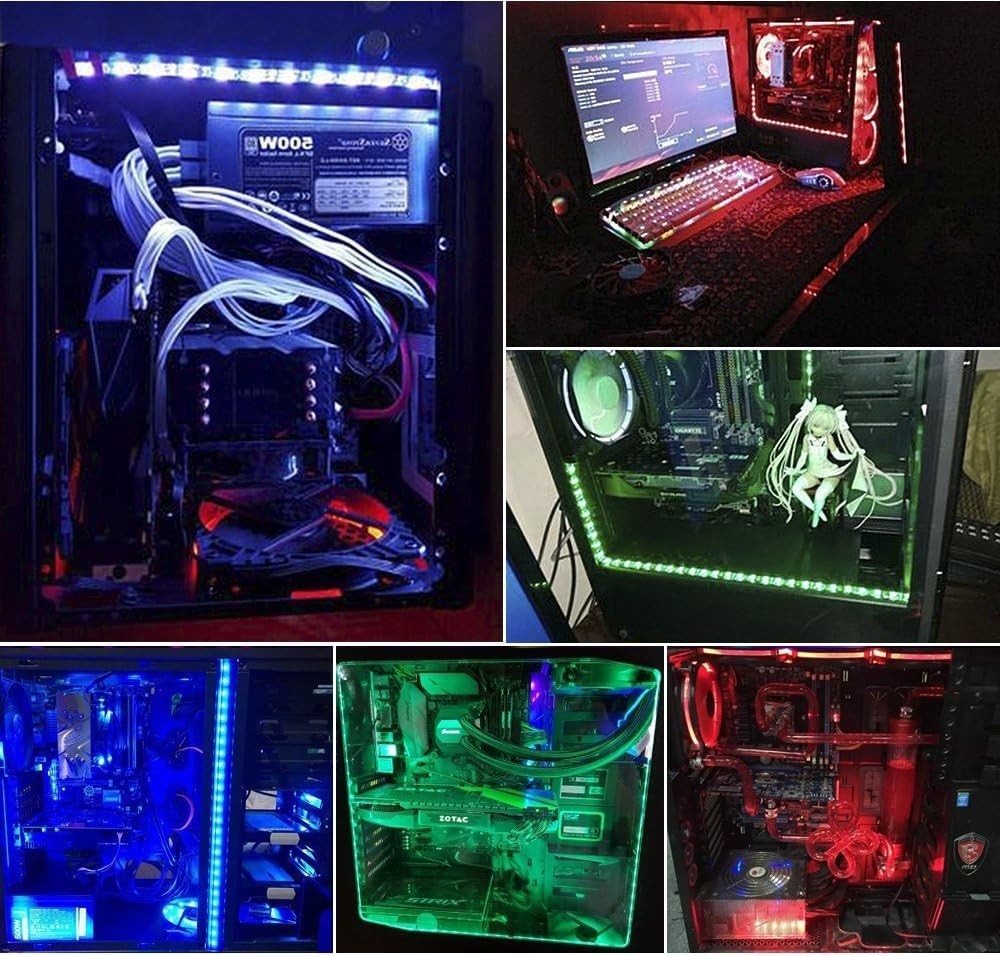 RGB LED Strip Computer Lighting via Magnet with Controller for Desktop Comput...
