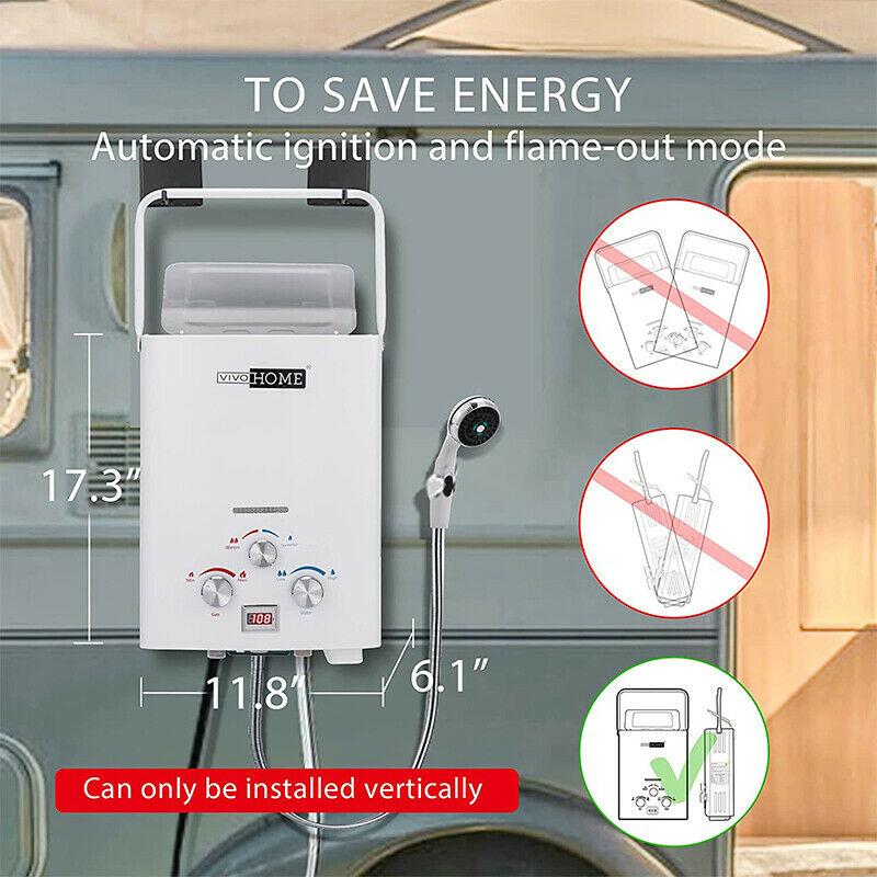 Portable 1.6GMP Propane Gas 6L Water Heater Tankless Instant Boiler Outdoor RV