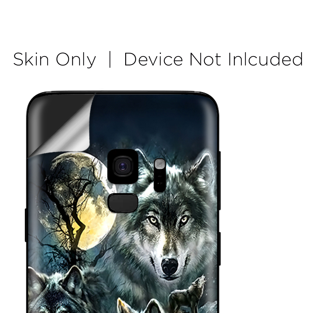 Samsung Galaxy S9 Skins Wrap - 3 Wolves Moonlight