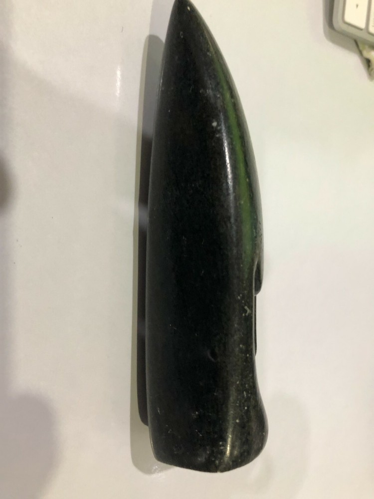 Carved Black Stone Head - 13.5 cm