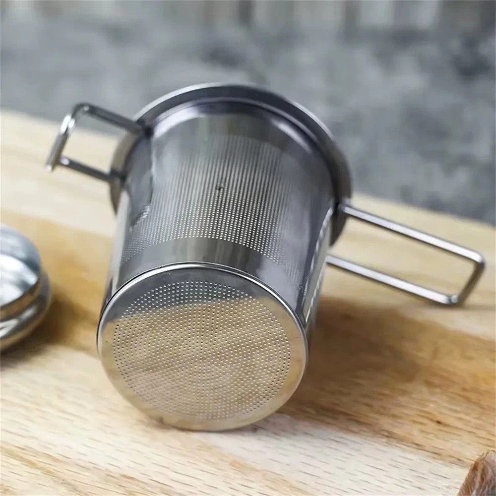 Stainless Steel Tea Filter with Folding Handle Loose Leaf Strainer with Lid*