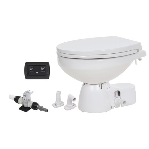 Jabsco Quiet Flush E2 Fresh Water Toilet Regular Bowl - 12V Soft Close Lid