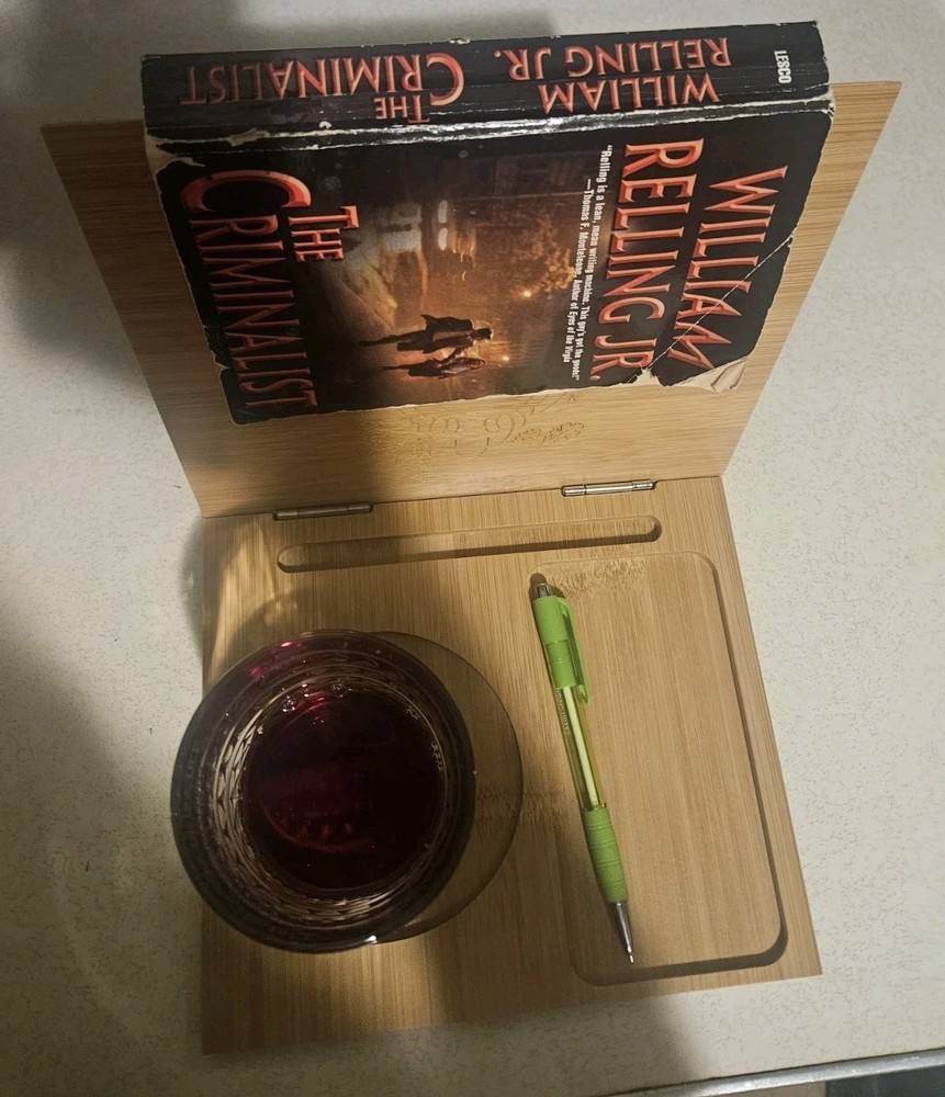 Bamboo Folding Book Stand Owl Design Engraved “To Be Continue” Read Description