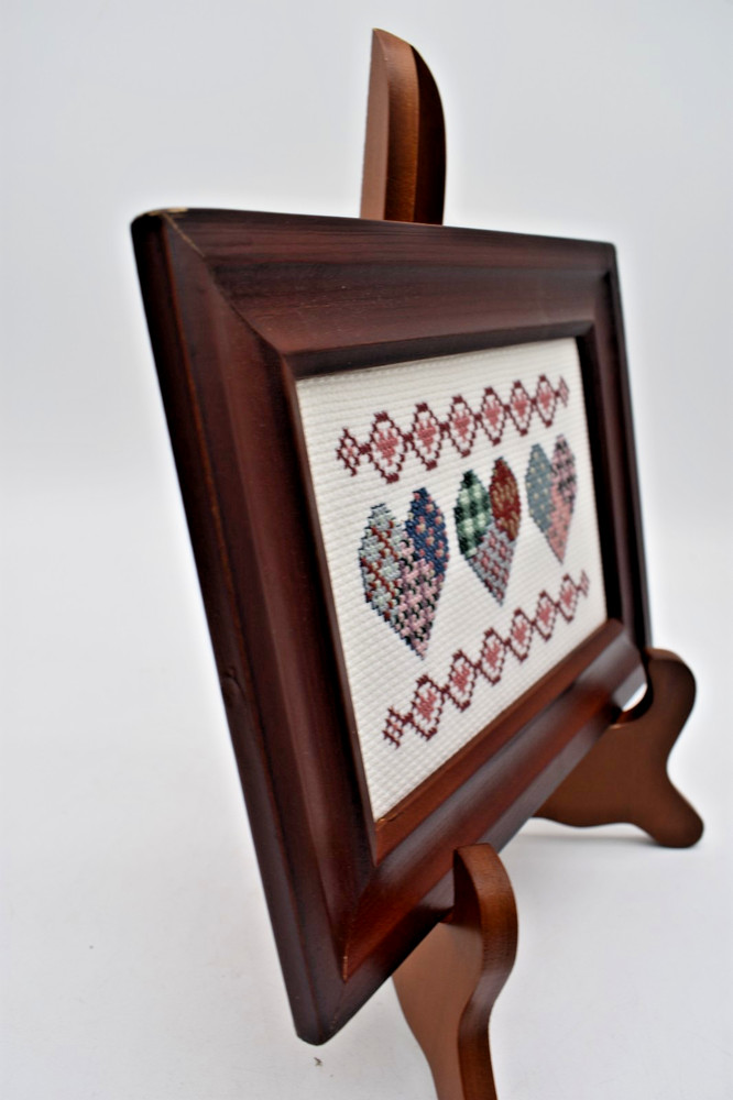 Country Hearts Cross Stitch Framed Quilted Pattern