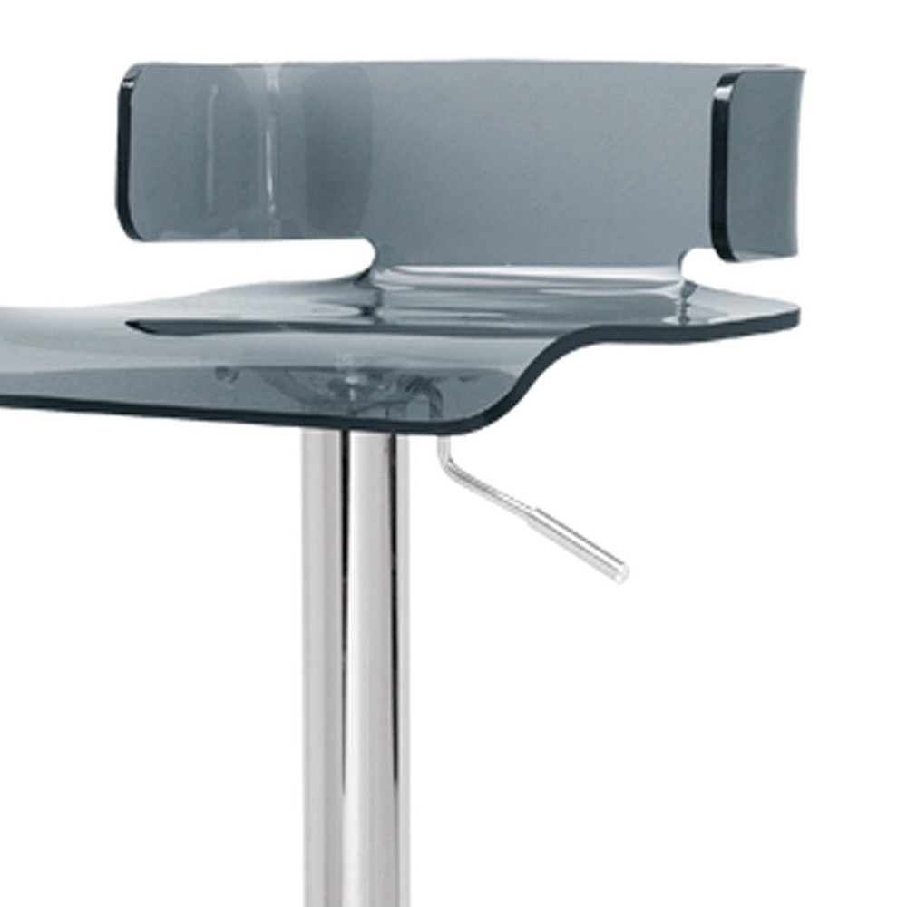 Grey and Chrome Adjustable Swivel Stool - Modern Height-Adjustable Bar Stool