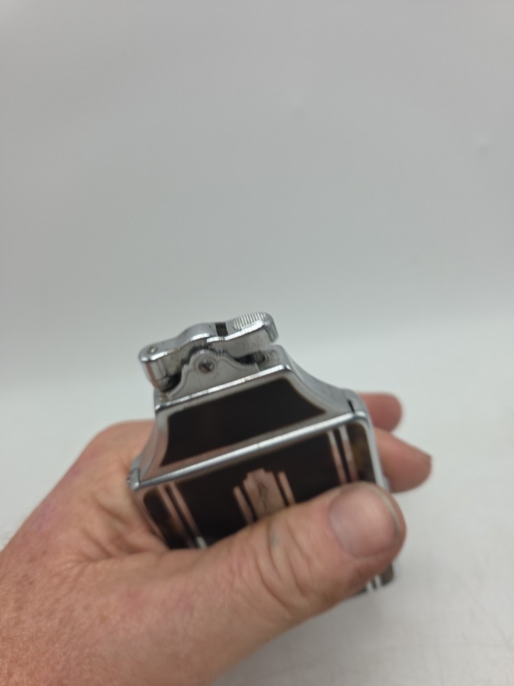 Ronson Art Deco Mastercase Cigarette Lighter Case Combo Chrome Tortoise Shell