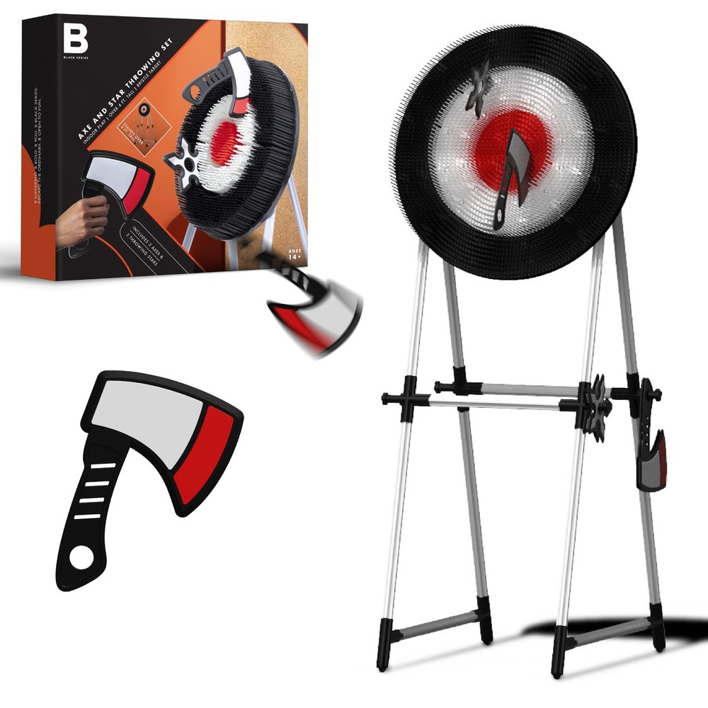 Black Series Axe Throwing Target Set, Includes 3 Axes & 4'9", Multicolor