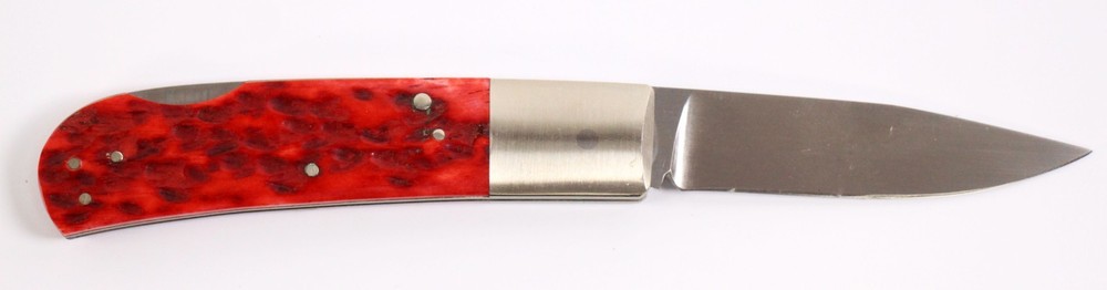 Frank Centofante Red Jigged Bone Handle Custom Folding Knife