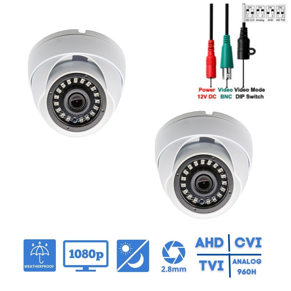 Evertech HD 2MP Weatherproof Fixed Wide Angle CCTV Security Camera 2 Pack