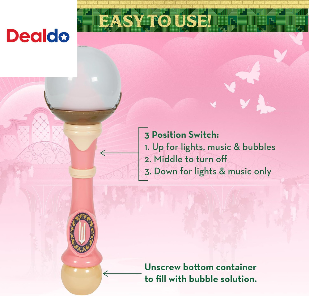 Wicked Glinda Light and Sound Musical Bubble Wand, Includes Bubble Solution