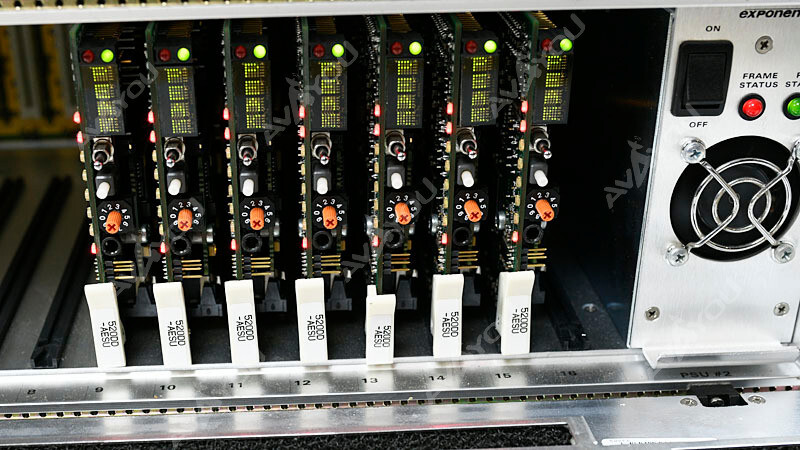 Evertz 500FR Exponent Frame w/ 7x 520DD-AESU Dolby E/AC-3 Decoder 1x PS