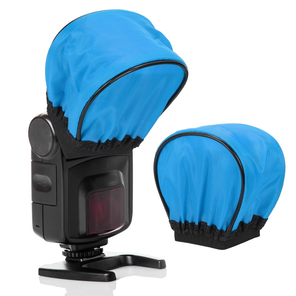 2pcs 3.7" x 3.5" Soft Mini Flash Bounce Diffuser Cap, for Flashlight, Blue