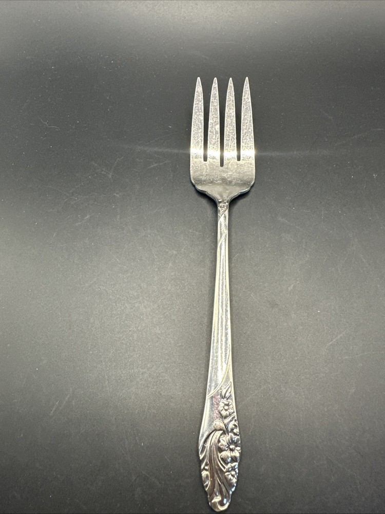 Oneida Community Evening Star Pattern Silver Plate Cold Meat Serving Fork