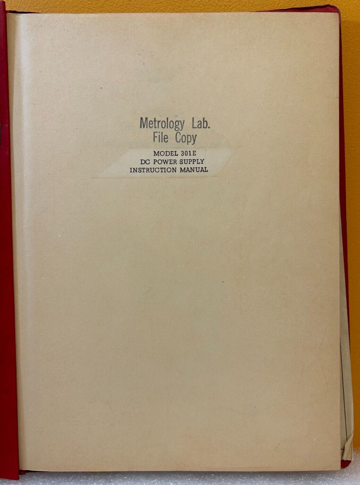 Fluke Model 301E DC Power Supply Instruction Manual.