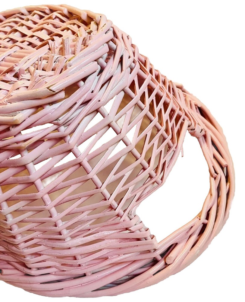 Oval Willow Pink Basket Wicker Easter Woven Tabletop Fruit Kitchen Decorative XL