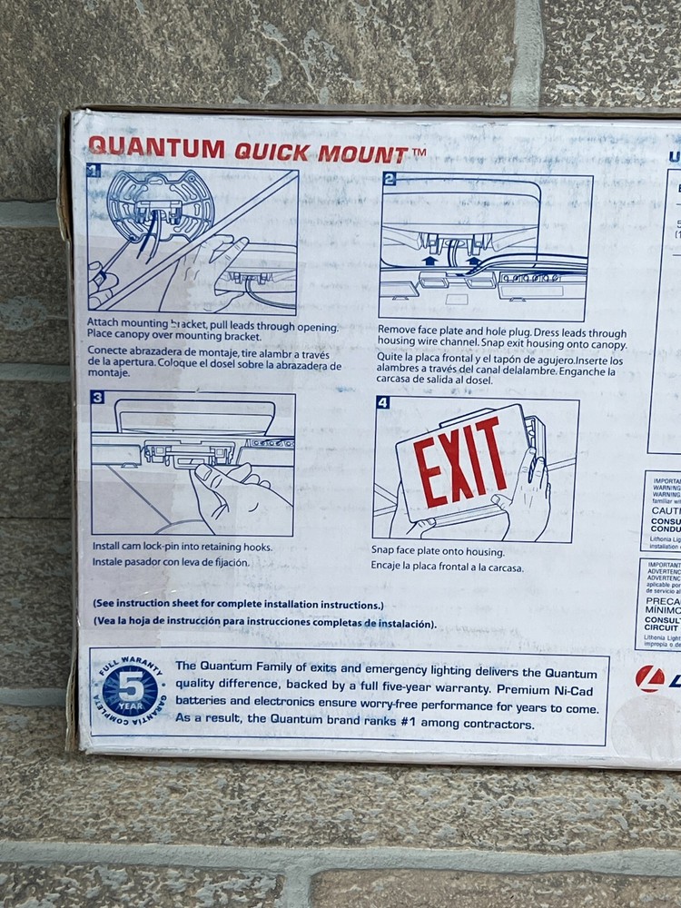 Lithonia Lighting Quantum Thermoplastic LED Emergency Exit Sign, Red Letters