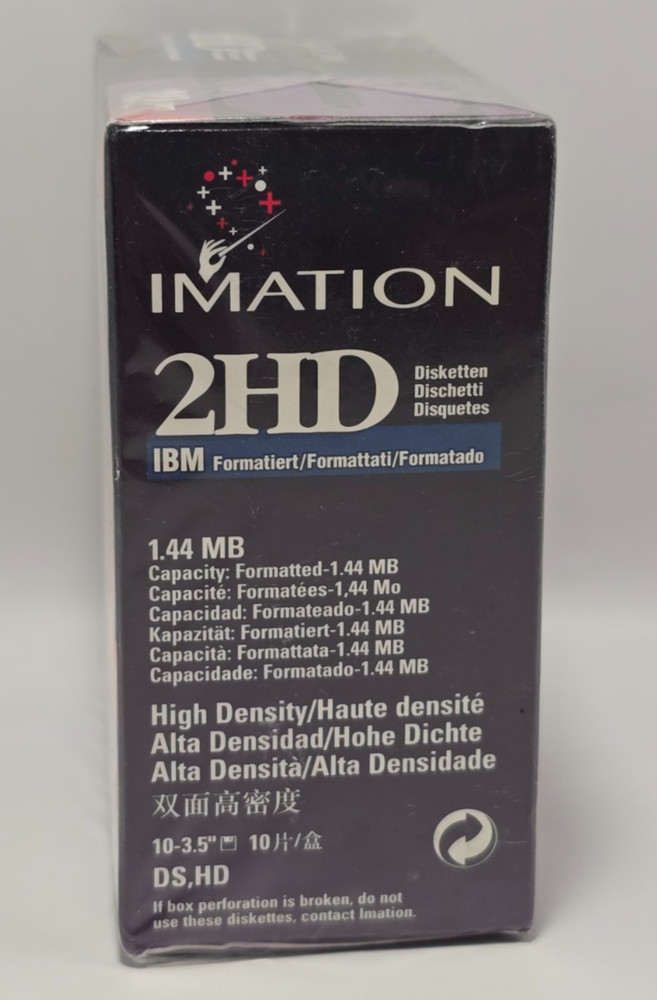 Imation 2HD 1.44MB IBM Formatted Diskettes 10 Pack Sealed
